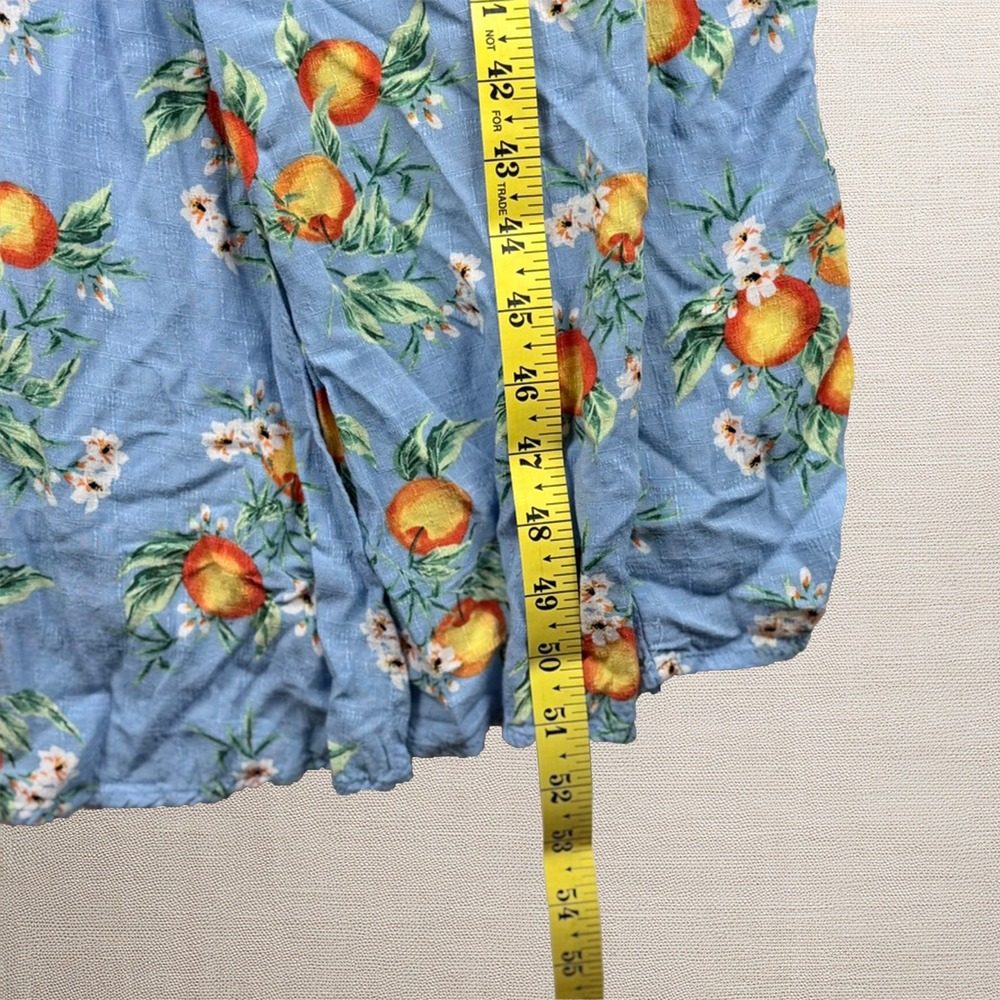 Torrid Midi Dress 2 Blue Orange Fruit Flower Blossom Cottagecore Milkmaid Boho - Picture 12 of 12